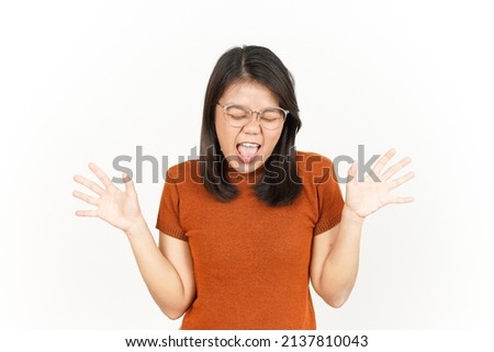 Happy and Shocked Gesture Of Beautiful Asian Woman Isolated On White Background