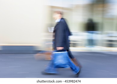 Happy Shopping, People Walking, Motion Blur