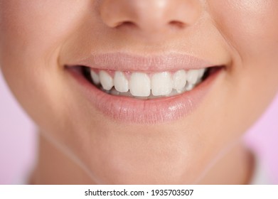 Happy Smile With White Teeth Macro Close Up View