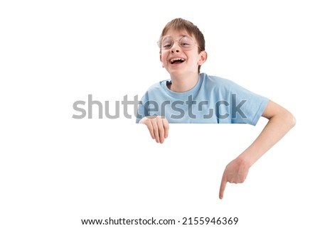 Similar – happy child with a blackboard