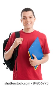 Happy Smiling College Student Isolated On White Background