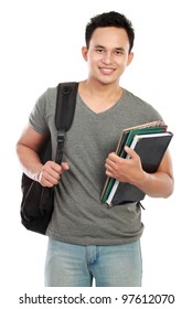 Happy Smiling College Student Isolated On White Background