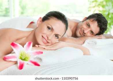 Happy Smiling Couple Enjoy A Beauty Treatment