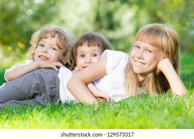 Happy Smiling Kids Playing On Green Stock Photo 129573317 | Shutterstock