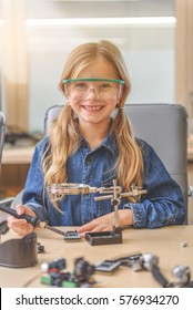 Happy Smiling Little Female Inventor