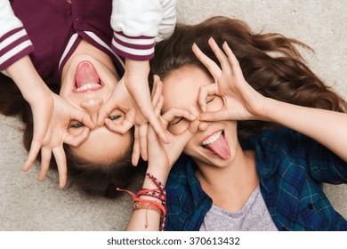 happy smiling pretty teenage girls having fun - Shutterstock ID 370613432