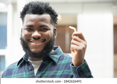 Happy Smiling Successful African Black Man  Quit Smoking, Smoking Ban Concept