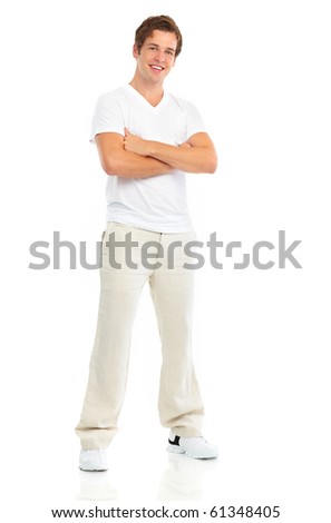 Happy smiling young man. Isolated over white background