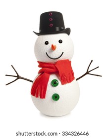 Happy Snowman Isolated On White Background