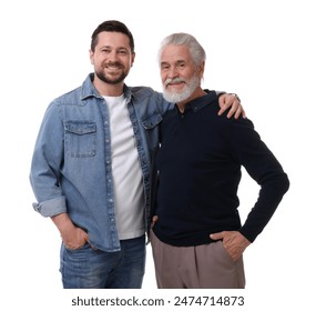 Happy son and his dad on white background - Powered by Shutterstock