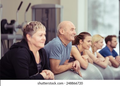 Happy Sporty People Doing Stability Workout Using Big Exercise Balls at the Fitness Gym - Powered by Shutterstock