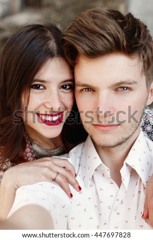 Similar – Young happy couple celebrating a birthday party