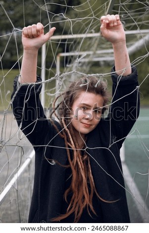 Similar – Image, Stock Photo Happy blonde woman smiling