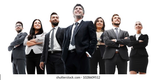 Happy Successful Business Team Isolated On White Background