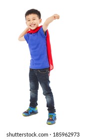 Happy Superhero Kid Make A Fighting  Pose