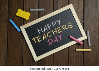 Happy Teachers Day Chalkboard Written On Stock Photo 2157175291 ...