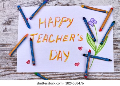 Happy Teachers Day Poster Childs Drawing Stock Photo 1824558476 ...