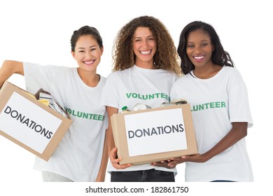 Happy Team Volunteers Smiling Camera Holding Stock Photo 182861750 ...