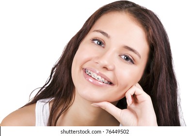 Happy Teen With  Braces