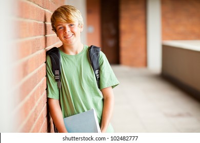 happy teen student in school