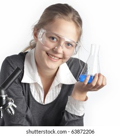 happy teen study chemistry