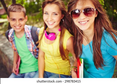 Happy Teenage Girls Guy Looking Camera Stock Photo 298783415 | Shutterstock