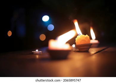 Happy Thadingyut Festival With  Candle Light In Myanmar