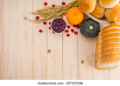 Happy Thanksgiving - Autumn fruit for Thanksgiving.Autumn nature. Fall fruit on wood. Thanksgiving(selective focus) - Shutterstock ID 337197038