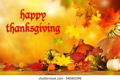 Happy Thanksgiving Harvest Background Pumpkin Dry Stock Photo 340005398 