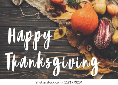 Happy Thanksgiving Text Pumpkins Leaves Over Stock Photo 739468219 ...