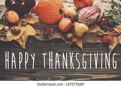 Happy Thanksgiving Message On Rustic Harvest Stock Photo (edit Now 