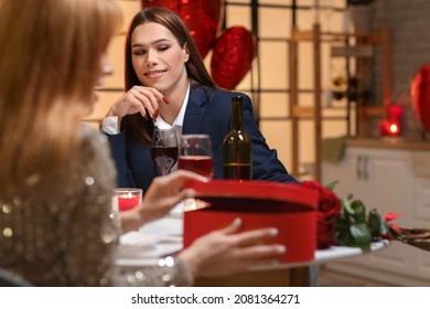 Happy Transgender Couple Celebrating Valentines Day Stock Photo Happy Transgender Couple Celebrating Valentines Day Stock Photo