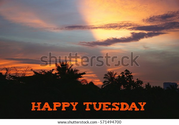 Happy Tuesday Concept Beautiful Morning Sunrise Nature Holidays