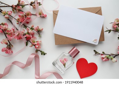 Happy Valentine's Day greeting card. flowers and red heart  - Shutterstock ID 1911940048