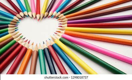 Happy valentines day, made from wood colored pencils - Powered by Shutterstock