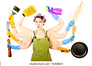 A Happy Very Busy Multitasking Housewife