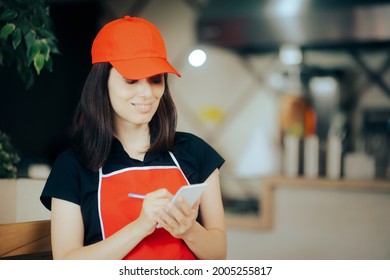 Happy Waitress Taking Food Order Working in a Restaurant. Waitress at work greeting customers ready to take their order
 - Powered by Shutterstock