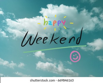 Happy Weekend Colorful Word On Blue Stock Photo 669846163 | Shutterstock