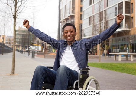 Similar – Image, Stock Photo Joyful wheelchair user with assistant enjoying outdoors