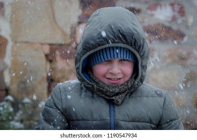 Happy White Boy Smiling Under Snow Stock Photo 1190547934 | Shutterstock