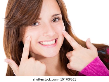 Happy Woman With A Big Smile On Her Face - Isolated Over White