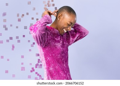 Happy Woman In Pixel Dispersion Style