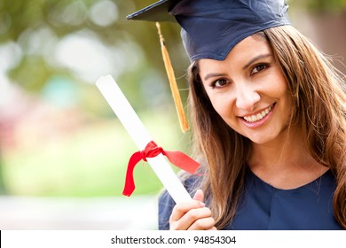 Happy Woman Portrait On Her Graduation Day Smiling