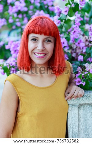 Similar – Happy woman with purple hair