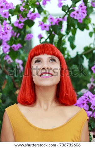 Similar – Happy woman with purple hair