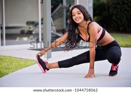 Happy Woman Smiles Gets Down Low Stock Image Download Now
