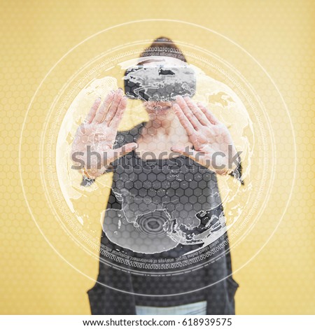 Similar – Long exposure at night of a woman waving her hands. What a pity that you stop here!