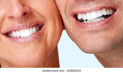 Happy woman white shining teeth. Dental care. 