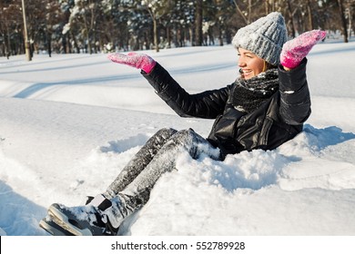 Happy Woman In A Winter Park