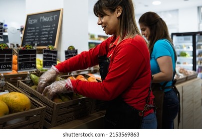 Happy Women Working Inside Supermarket